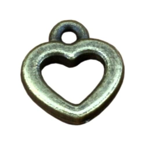 Small Open Heart Charm Pendants 100Pcs 10x12mm Antique Bronze Alloy Jewelry DIY Fit Bracelets Necklace Earrings A-319