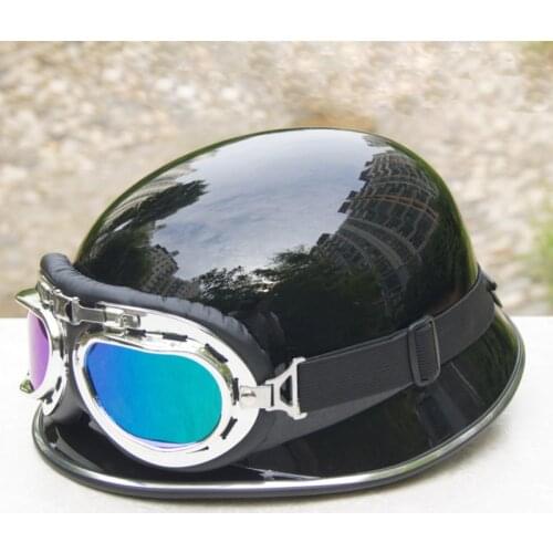 Motorcycle German Half Helmet Capacete Moto Helmets Motorbike Bike Mens Helmets Motorcycle Glasses One Size