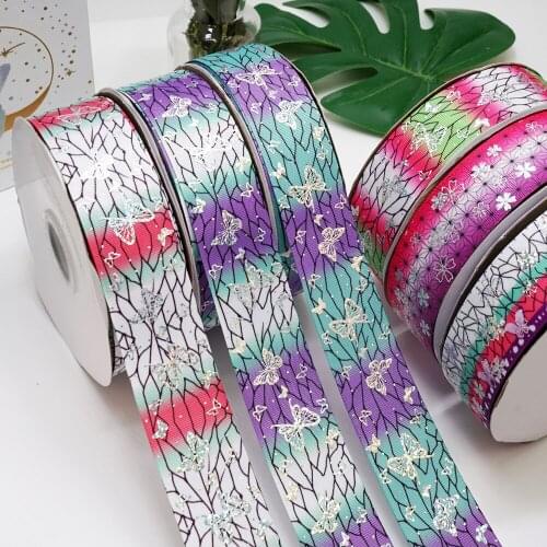 New Arrived printed foil holographic ribbon Kimetunoyaiba 44667