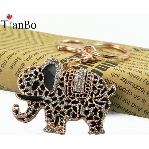 New listing Fashion Crystal Elephant Car KeyChain Alloy Key Chain Ring Holder Animal Keyring Charm Women Bag Jewelry