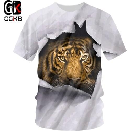 OGKB Tiger 3D Mens Casual Street Clothing O Neck Tshirt 3D Printed Funny Dropshipping Sports Big Size Best Selling 6XL