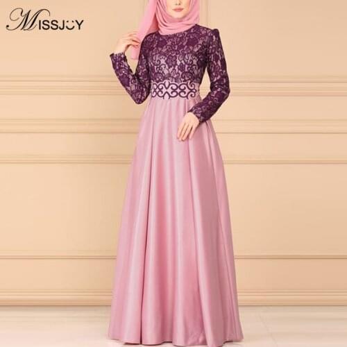 MISSJOY Muslim Women Abaya Dress Split Lace Vintage Arabic Kimono Jubah Dubai Elegant Islamic Clothing Femme Robe S-5XL Платье