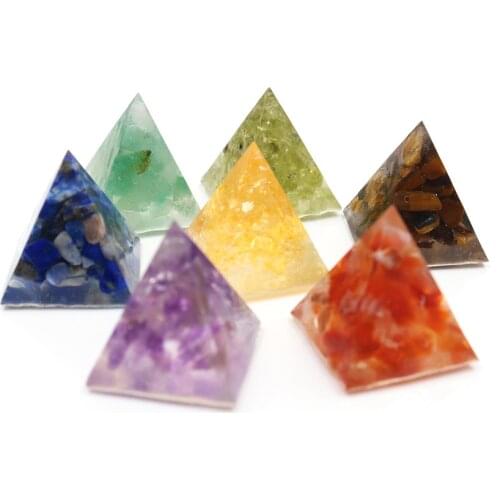 Orgone Energy Small Square Pyramid Many Colors Quartz Stone and Resin Pendant Transfer Lucky Gift Jewelry