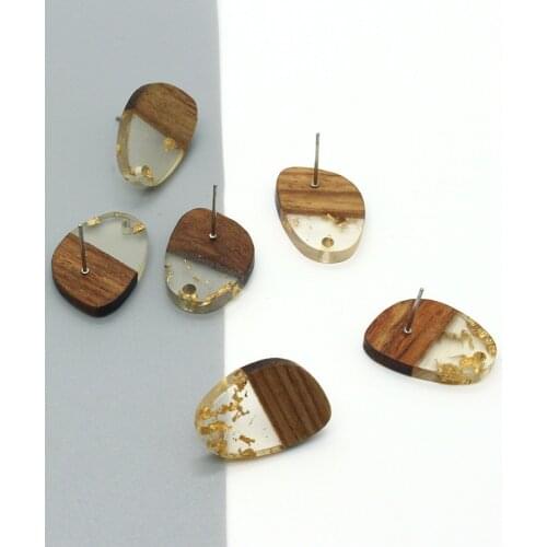 6pcs With Hole Wood Gold Leaf Earring Connector Findings DIY Translucent Earrings Base Findings Handmade Ear Jewelry Accessory
