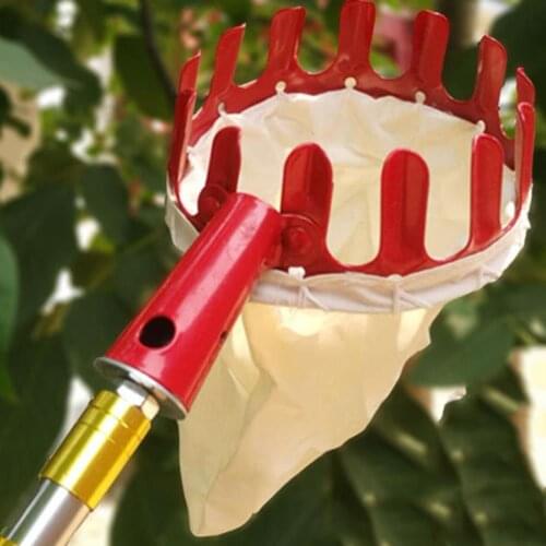 Red Fruit Picker Pruning Tools Fruit Catcher Collector Hand Tool Device Yard Metal Outside Without Pole Portable Farm Gardening
