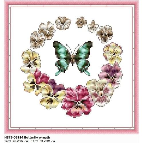 Joy Sunday cross stitch kit Butterfly wreath cross stitch set 14CT 11CT counted canvas fabric DIY embroidery Chinese needlework
