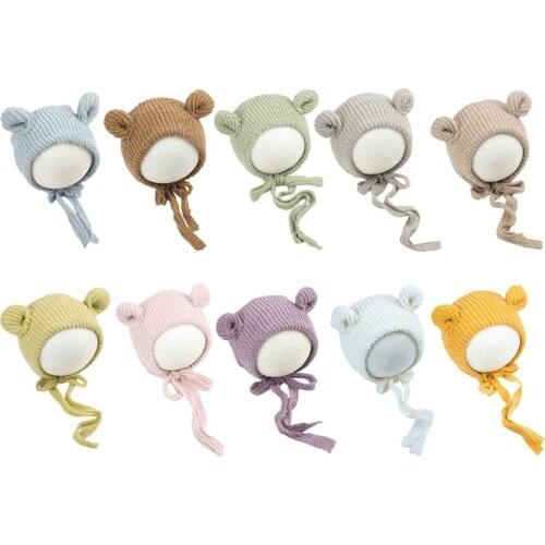 Newborn Photography Posing Props Cute Crochet Knitted Hat Baby Infants Beanies Cap Photo Shooting Accessories G99C