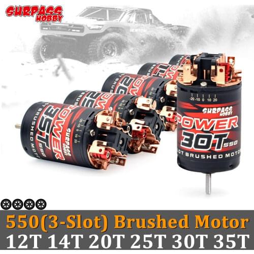 SURPASS HOBBY 550 3-Solt Brushed Motor 12T 14T 20T 25T 30T 35T for 1/10 1/12 RC Car Crawler Off-Road Traxxas Monster Rock Scx24