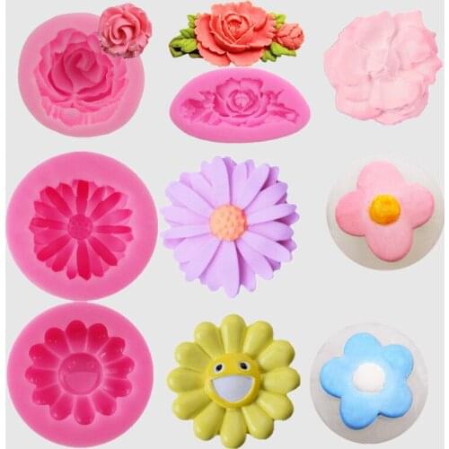 Many Kinds of Different Flower Shapes Rose Carnation Sunflower Fondant Silicone Mold Cake Decoration Mold