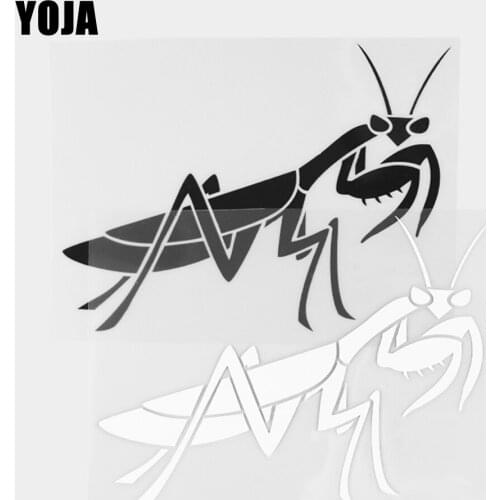 YOJA 16.7×12.4CM Cartoon Animals Elegant Mantis Pattern Vinyl Decal Car Stickers Black/Silver 19C-0423