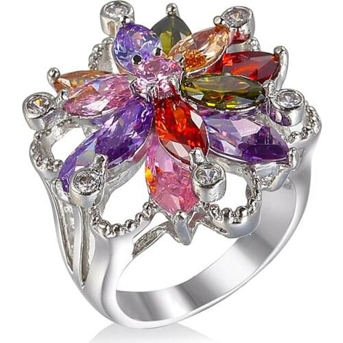 YaYI Jewelry Top Quality Princess Cut AAA+ Multi Cubic Zirconia Silver Color Engagement Wedding Heart Rings Party Rings Gifts