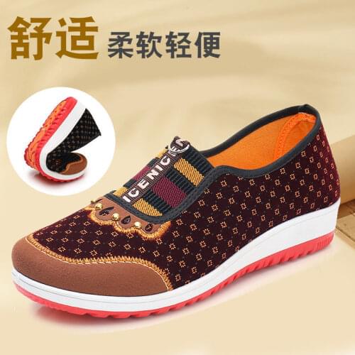 New Style Old Beijing Cloth Shoes Womens Soft Bottom Non-Slip Middle-aged Leisure Cloth Flat Bottom Mom Shoes Female Shoes