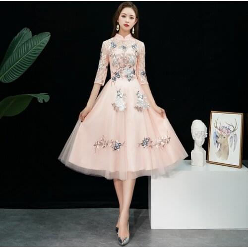 Lady Party Dress Oriental Womens Lace Cheongsam Chinese Style Elegant Long Qipao Sexy Slim Wedding Gowns Vestidos XS-XXXL