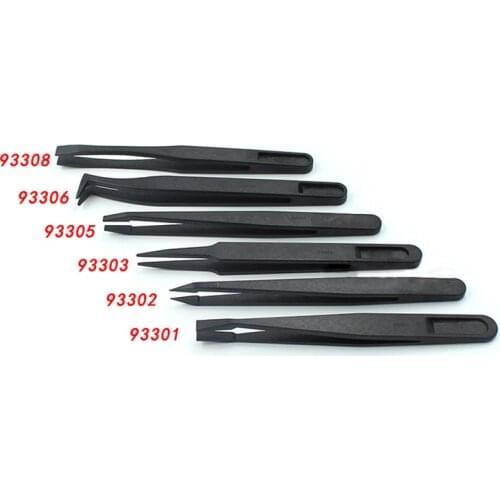 1 PCS Plastic Antistatic Carbon Fiber Tweezers Straight Curved Anti-static Conductive Tweezer Clip Hand Tools