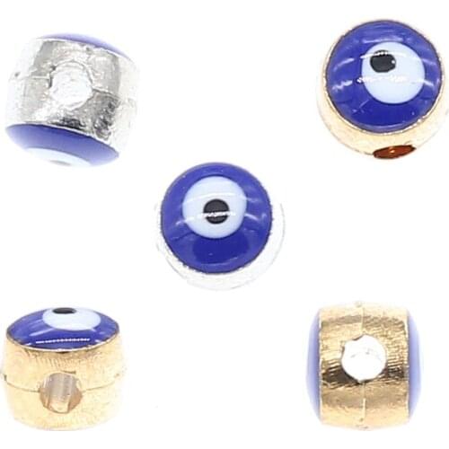 10pcs high quality popular new 6mm round beads, DIY bracelet beads for jewelry, zinc alloy double sided evil eye spacer beads