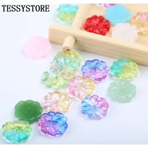 10pcs Circular Flower Lampwork Beads Multi Gradient Color Glass Beads For Jewelry Making Hairpin Handmade DIY Accessories