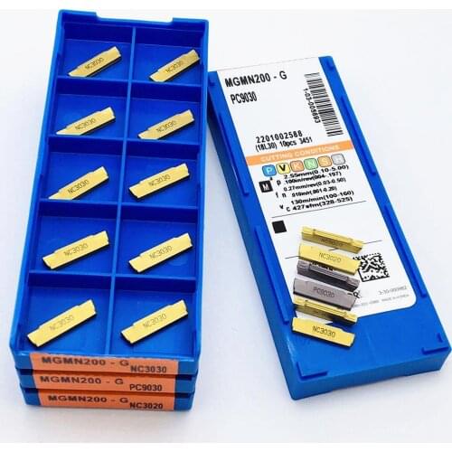 10 pieces of MGMN200 G NC3030 NC3020 PC9030 2.0mm slotting tool carbide blade MGMN200 stainless steel slotting CNC turning tool