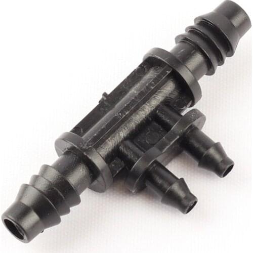 100 pcs 8/11mm 9/12mm To 4/7mm Reducing Barbed Tee Four Way Connector Greenhouse Soft Pipe Reducing Joints 4-way Hose Splitters