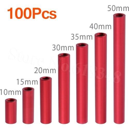 100PCS Aluminum Standoff Spacer M3x10mm 15mm 20mm 30mm 35mm 40mm 50mm Round Column For RC Multirotors Quadcopter Drone Parts