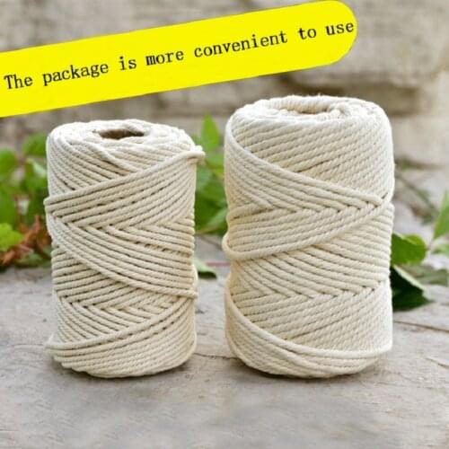 1 / 2 / 3 / 4 / 5 / 6 MM 100M Macrame Rope Twisted String Cotton Cord Beige For Handmade DIY Home Decorative Tapestries Knitting