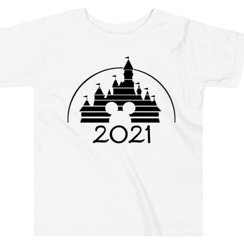 2021 Castle World Shirt Family Vacation Trip Tees Minnie Walt Castle T-shirt Children Clothes Boys Girls Short Sleeve Tshirt Top
