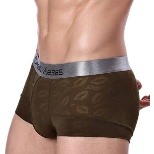 3pcs Direct Selling New Sexy Mens Lips Printing Ice Silk Hollow Boxer Briefs Exotic Mens Briefs Dropshipping For Men