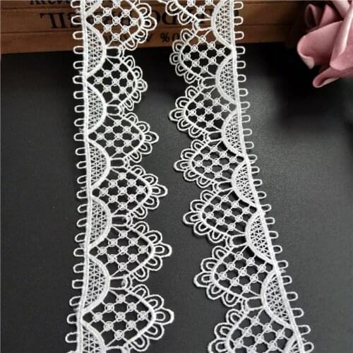 3yards/Lot White Polyester Flowers Lace Trim Embroidered Lace Ribbon Fabric DIY Sewing Supplies Craft Decoration 4CM wide