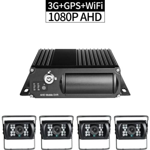 4pcs Waterproof Cameras+ Mobile DVR Kit 4CH 1080P 3G/WiFi Remote Monitor GPS Track Recorder for Vans Taxi Truck Vehicle