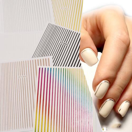 5 Colors Flexible Stripe, 5sheets/lots Chrome Tape, 3D Stripe tape Stickers, Nails Stripes Metallic self adhesive Nail Stickers