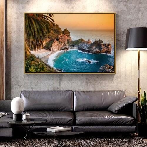 Artcozy Oil Canvas Painting pacific_ocean_big_sur_california_beach For Home Decoration Wall Art