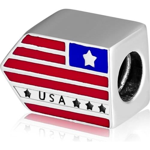 Fits Pandora Charms Bracelets USA Icon Epaulet Beads 100% 925 Sterling-Silver-Jewelry Free Shipping DIY Making