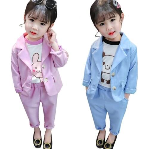 Baby Girl Suit Set Solid Formal Party Toddler Clothing Kids Jacket And Pants(Skirt) 2 Pcs Infant Costumes LM050