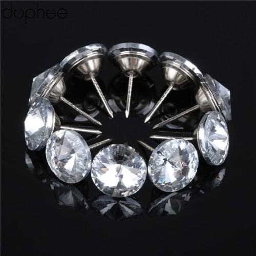 Dophee 10pcs Diamond Pattern Crystal Upholstery Nails Button Tacks Studs Pins Dia Sofa Wall Decor Furniture Accessory Glass 22MM