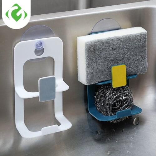 Double layer Suction Cup Sink Drain Rack Wall Sucker Sponge Storage Drying Holder Kitchen Sink Soap Stand Dish Cloth Organizer