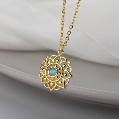 ICFTZWE Lotus Flower Necklaces For Women Elegant Lotus Opal Choker Pendant Necklace Ornaments Birthday Party Boho Jewelry Gift