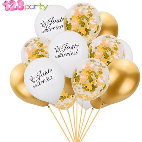 Round White Print Just Married Latex Balloons Bride to Be Love Engagement Hen Wedding Celebration Decoration Party Supplies