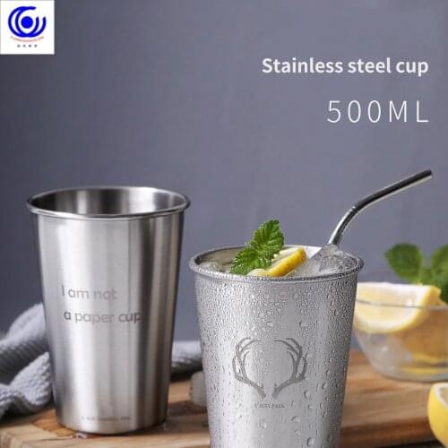 500ml Stainless Steel Water Mug Coffee Tea Cup Bottle Hiking Picnic Travel Drinking Supplies