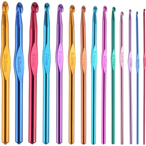 14Pcs/Set Mix Size Multicolor Crochet Hook Women Home Yarn Knitting Needles Weave Yarn Knitting Crochet Hooks DIY Craft CH008