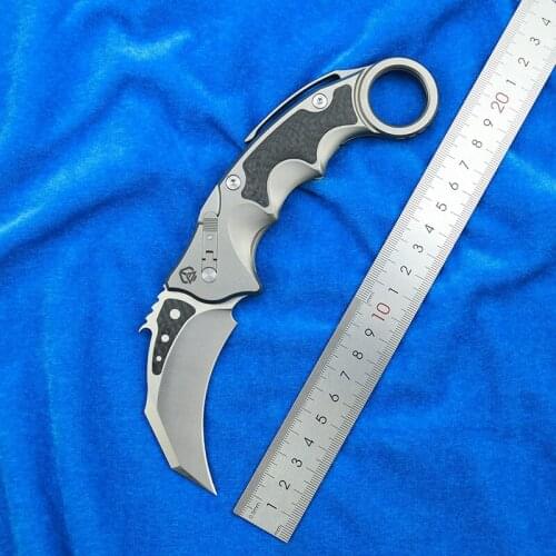 NKAIED MG pterosaur claw ball bearing Flipper folding knife M390 blade titanium+CF outdoor hunting Survival knives EDC Tools