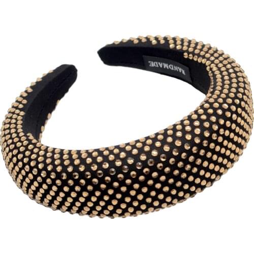 Golden Diamond Velvet Hairbands Luxury Colored Rhinestones Wild Gorgeous Headband Bride Fashion Hair Bands Accessories for Women