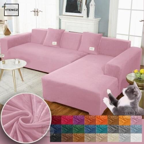 Solid Color Couch Cover For Sofas Sectional Stretch Slipcovers Elastic Anti Cat Scratch Universal Sofa Cover For Living Room