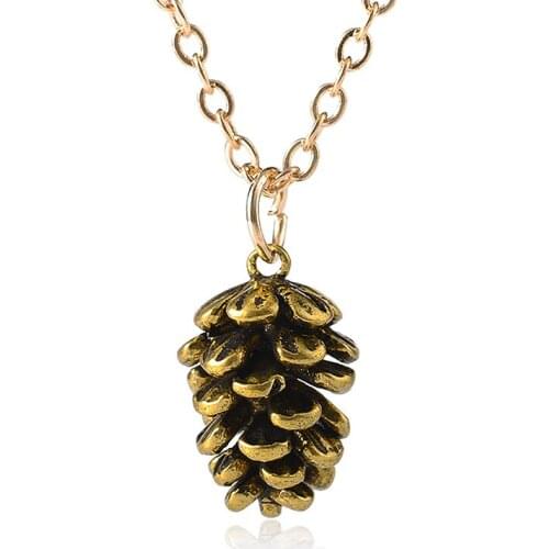 Pine Nut Necklace 2021 Hot Sale Ladies Simple And Fashionable Alloy Pine Nut Plant Specimen Necklace All-Match Cloth Accessory