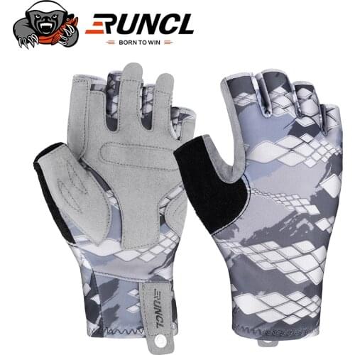 RUNCL Fishing Gloves Breathable UPF 50+ Sun Protection Fingerless Sports Gloves Use for Outdoor Kayaking Tackle Equipment