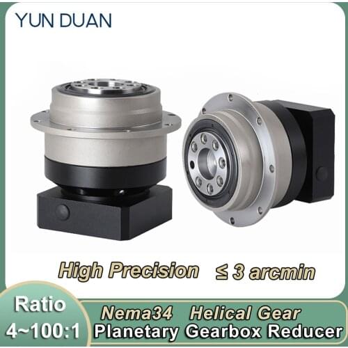 Ratio 4:1-100:1 Flange Output Planetary Gearbox Helical Gear Reducer for 750W Servo Motor Nema34 Stepper Motor High Precision