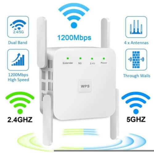 5G WiFi Repeater Wifi Amplifier Signal Wifi Extender Network Wi fi Booster 1200Mbps 5 Ghz Long Range Wireless Wi-fi Repeater