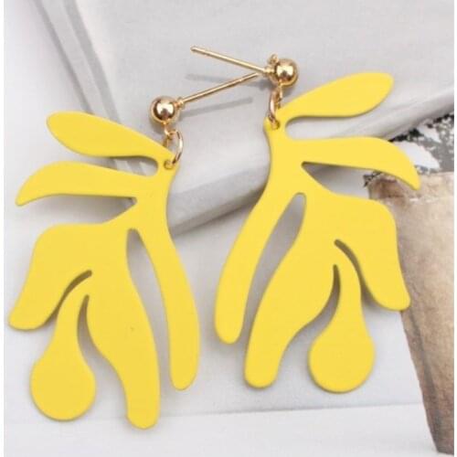 Big Leaf Drop Earrings for Women Korean Fashion Metal Spray Painted Earrings Wedding Jewelry Statement Pendientes Gift