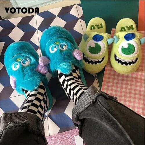 Winter Women Home Slippers Cartoon Anime Non-Slip Furry Indoor Shoes Couple Short Plush House Slides Unisex Cozy Fuzzy Flip Flop