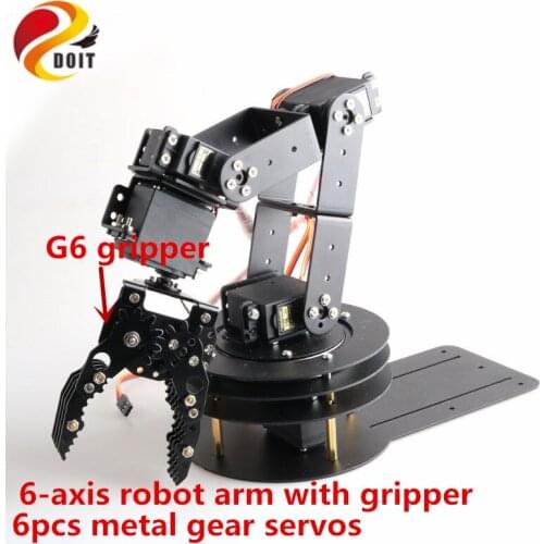 SZDOIT Metal 6DOF Robotic 6-Axis Robot Arm with Gripper Kit with 6pcs Servos DIY for Arduino Education