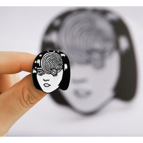 Horrific Picasso Style Pin Vortex Uzumaki Junji Ito Tomie Horror Goru Eyeball Manga Anime Japan Japanese Enamel Pin Badge