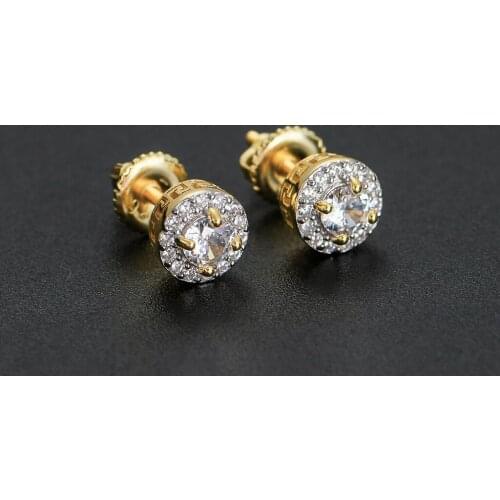 Hip HOP 5A+CZ Stone Bling Ice Out Stud Earring Round S925 Sterling Sliver Earrings for Men Best Friends Luxury Jewelry Earring